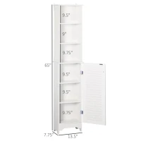 HOMCOM Tall Bathroom Storage Cabinet/Freestanding Linen Tower with 3-Tier Open Adjustable Shelf and Cupboard, White(m-3)