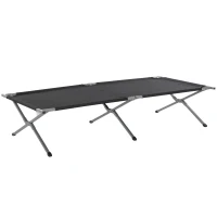 Outsunny Folding Camping Cot Portable Outdoor Sleeping Bed w/ Carrying Bag Black(m-2)