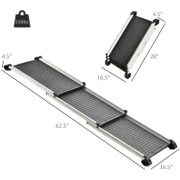 PawHut Telescoping Dog Car Ramp Lightweight Aluminium Alloy Frame Portable with Carry Handle, 28" - 62.5"(m-3)