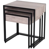 HOMCOM MDF 3 PCs Nesting Table End Table  Nightstand w/ Drawer Water-resistant(m-5)