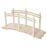 Outsunny Fir Wood Garden Bridge Arc Walkway with Side Railings for Backyards, Gardens, and Streams, Natural Wood, 89.75" x 29.5" x 43.25"(m-10)