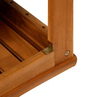 HOMCOM Acacia Wood Shower Bench Seat with Towel Shelf, 2-Tier Bathroom Spa Bathing Stool(m-9)