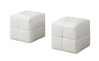 Monarch Two Piece Kids' Padded Upholstered Ottoman Set - White Leather-Look(m-1)