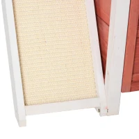 PawHut Outdoor Cat House Wooden Feral Cat Shelter, 2-Story Kitten Condo with Sisal Ramp, Weatherproof Roof and Balcony, Red(m-7)