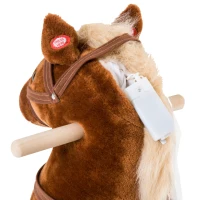 Qaba Kids Interactive Plush Mechanical Walking Ride On Horse Toy with Wheels, Brown(m-11)