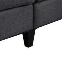 HomCom Elegant 3 Piece Sofa Chaise Lounge Set with Wooden Leg Footstool, & Large Multifunctional Loveseat - Grey(m-15)