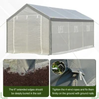 Outsunny 20' L x 10' W x 9' H Large Walk-in Greenhouse with Roll Up Door, 8 Closeable Windows, & Weather PE Cover(m-5)