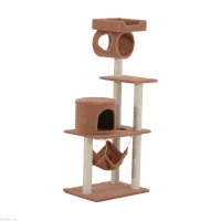 PawHut 55-Inch Cat Tree Pet Scratching Post Furniture With Hammock Coffee(m-5)
