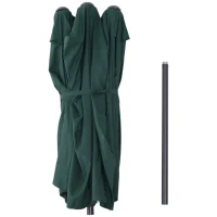 Outsunny 15ft Outdoor Twin Patio Umbrella Garden Double-Sided Market Parasol Sun Shelter with Crank Green(m-6)