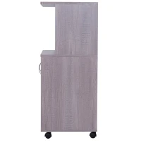 HOMCOM Microwaves Cart on Wheels with Storage Shelf and Cabinet Grey Wood Grain(m-4)