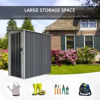 Outsunny 3.5' x 6' Lean to Garden Storage Shed, Outdoor Metal Tool House with Lockable Door Vents for Backyard Patio Lawn, Gray(m-8)
