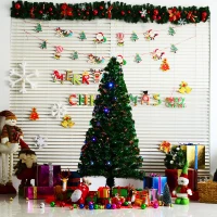 Open Box HOMCOM 6ft Artificial Pre-Lit Fiber Optic Holiday Christmas Tree with 28 LED Lights(m-5)