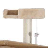 Pawhut 65.2 Inch Cat Tree Scratching Post Pet Furniture with Condo, Hammock, Toy - Beige(m-12)
