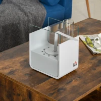 HOMCOM Ethanol Fireplace, 7.75" Tabletop 0.10 Gal, Stainless Steel, Burns up to 2 Hours, White(m-9)