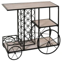 HomCom 16-Bottle Mobile Bar Cart with Wine Rack Storage, Featuring an Elegant Design & Three Shelves for Storage/Display(m-12)