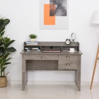 HOMCOM 47 Inches Computer Desk with Hutch, Writing Desk with Shelves and Drawers, Study Workstation for Home Office, Gray(m-8)