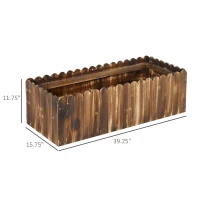 Outsunny 40" x 16" x 12" Raised Planter Box Garden Scalloped Edge Wooden(m-4)