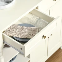 HOMCOM Vintage Kitchen Island with 3-Tier Open Shelving, Storage Cabinet with Drawers & Wood Legs, Adjustable Shelf for Living Room, Coffee Bar, White(m-12)