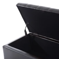 Open Box HomCom Large 51” Tufted Faux Leather Ottoman Storage Bench - Dark Brown(m-9)