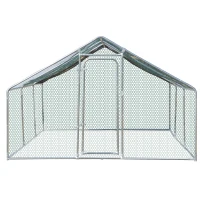 PawHut Large Chicken Coop Metal Chicken Run for Chicken with Waterproof and Anti-UV Cover, Spire Shaped Walk-in Fence Cage Hen House for Outdoor and Yard Farm Use, 1.26" Dia, 9.8' x 19.7' x 6.4'(m-8)