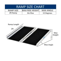 HOMCOM Wheelchair Ramp 2FT, Folding Aluminum Threshold Ramp with Non-Slip Surface, Transition Plates, 600lbs Weight Capacity, Handicap Ramp for Home, Doorways, Curbs, Steps(m-4)