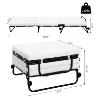 HOMCOM Folding Sofa Ottoman Lounge Bed Sleeper Foam Guest Bed Easy Storage with Wheels and Cover(m-3)