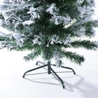 HOMCOM 5ft Xmas Tree Pre-Lit LED Optic Fiber with Top Star Christmas Tree Fireproof Snowy Artificial Tree w/ Stand Green/White(m-7)