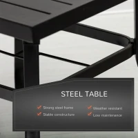 Outsunny 5 PCs Outdoor Patio Dining Set for 4 People with Table Stackable Chairs Steel Frame, Black(m-4)