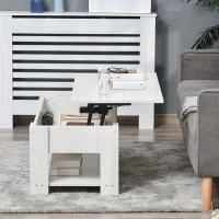 HOMCOM 39" Lift Top Coffee Table with Hidden Storage Compartment and Open Shelf, Pop Up Coffee Table for Living Room, White(m-9)