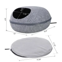 PawHut Heated Indoor Fleece Cat Shelter Retreat - Grey(m-3)