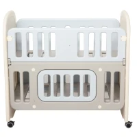 Qaba Baby Crib 3 In 1 Design Toddler Cot Cradle Beside Sleeping Cot with Storage Function Detachable Lockable Wheels for Infant Newborn Age 0 to 6 Months(m-7)