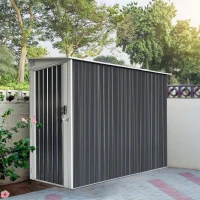 Outsunny 4' x 8' Steel Garden Storage Shed Lean to Shed Outdoor Metal Tool House with Lockable Door and 2 Air Vents for Backyard, Patio, Lawn(m-2)