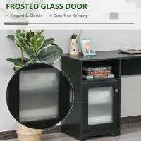 HOMCOM L-Shaped Corner Computer Desk PC Workstation Student Writing Table with Storage Shelf & Drawers, Black(m-7)