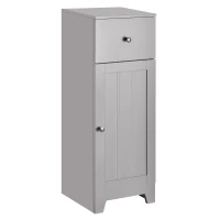 kleankin Short Bathroom Storage Cabinet, Cabinet Organizer with 1 Drawer and Adjustable Shelf for Living Room, Grey(m-1)