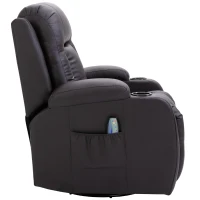 HOMCOM Luxury Faux Leather Heated Vibrating 8 Point Massage Recliner Chair with 360 Swivel and Remote, Dark Brown(m-12)