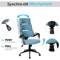 Vinsetto High Back Office Chair Fabric Executive Seat Swivel Desk Task Chair Swivel Fabric Seat Blue/Black(m-5)