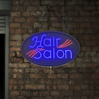 LED Hair Salon Store Sign - 3 Flash Patterns - Black Board/Colourful Bulbs(m-2)
