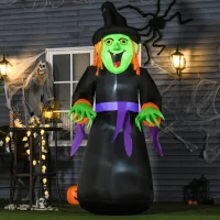 HOMCOM 8.3ft Halloween Inflatable Witch, LED Lighted for Home Indoor Outdoor Garden Lawn Decoration Party Prop, Black(m-1)