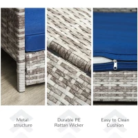 PawHut Pet House Wicker, for Indoor/Outdoor Rattan Furniture, with Water-Resistant and Removable Cushions, Elevated Bottom, Dark Blue(m-6)