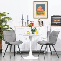 HOMCOM 27.5" Round Dining Table with Metal Pedestal Base for Living Room, Natural Wood/Black(m-2)