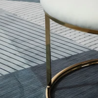 HOMCOM Nesting Coffee Table Set of 2, Round End Tables with Velvet-Feel Button Tufted Top for Living Room, Home Office, White(m-15)