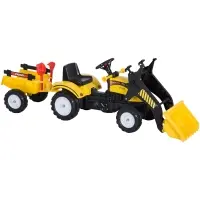 Aosom Ride On Excavator Kids Toy Construction Equipment with Pedal Controls, 6 Wheels & Controllable Dirt Bucket(m-1)