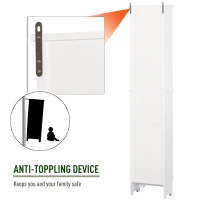 HOMCOM Tall Bathroom Storage Cabinet/Freestanding Linen Tower with 3-Tier Open Adjustable Shelf and Cupboard, White(m-6)