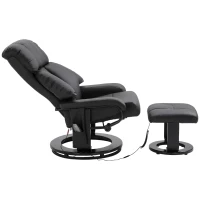 HOMCOM Massage Recliner Chair with Ottoman, 360° Swivel Recliner and Footstool, PU Leather Reclining Chair with Side Pocket and Remote Control, Black(m-10)