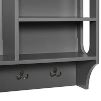 HOMCOM Wall-Mounted Floating Storage Shelf with 4 Storage Units and 4 Dual Hooks, Grey(m-8)