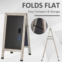 Vinsetto Magnetic A-Frame Sidewalk Chalkboard Sign 40” x 20” Sturdy Freestanding Wooden Sandwich Board with Eraser - Oak(m-4)