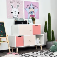 HOMCOM Kids Cabinet Bedroom Storage Organization Unit Bedroom Pink(m-1)