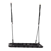 HOMCOM Hanging Tree Swing Outdoor Rope Swing Flying Platform Kids Backyard Playground Rectangle Hammock Heavy Duty Black(m-4)