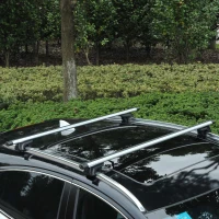 Outsunny 2pc Roof Rack Car Roof Top Lockable Aluminum Cross Bars Adjustable Baggage Luggage Carrier, Silver (53")(m-1)