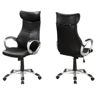 Monarch Contemporary Ergonomic Faux Leather Swivelling Executive Office Chair - Black / Silver(m-1)